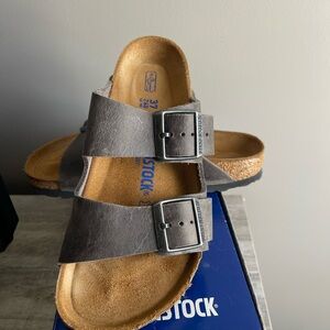 Brand new Arizona gray  Birkenstocks leather